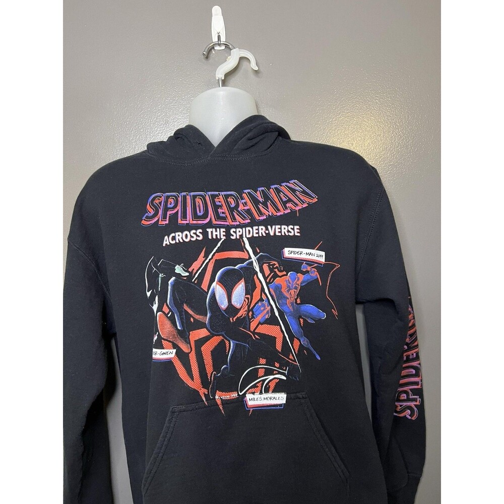 Spider-Man Hoodie Men's Medium Black Across The Spider-Verse Graphic Fleece